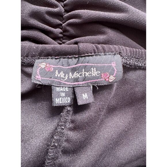 Vintage y2k Black Halter Ruffled Mini Dress Size Medium - Picture 4 of 5